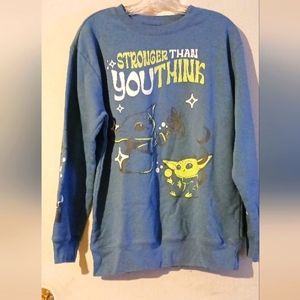 Star Wars Baby Yoda Stronger‎ Than You Think Sweatshirt  sz. MEDIUM